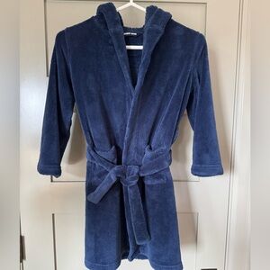 Lands End Navy Blue Fleece Kids Hooded Bathrobe
